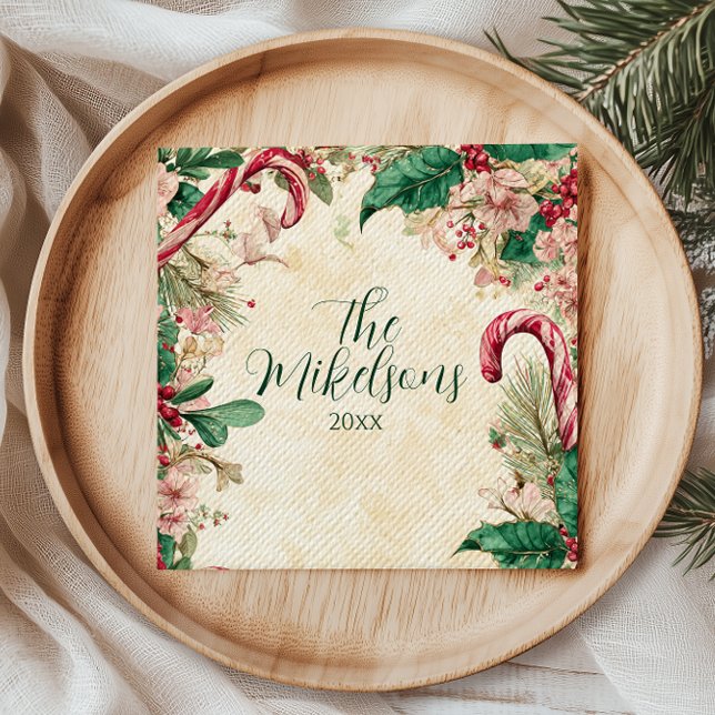 Servilleta De Papel Fiesta Rústico Candy Cane Navidades (Subido por el creador)