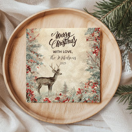 Servilleta De Papel Fiesta Rústico de Navidades de Deer Pine Berry