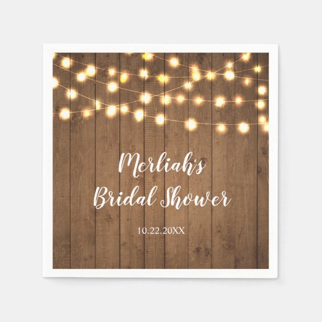 Servilleta De Papel Fiesta Rústico enciende celebración de Faux Wood (Anverso)