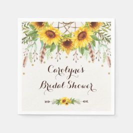 Servilleta De Papel Fiesta Rústico Sunflowers Boho Dream Catcher Showe