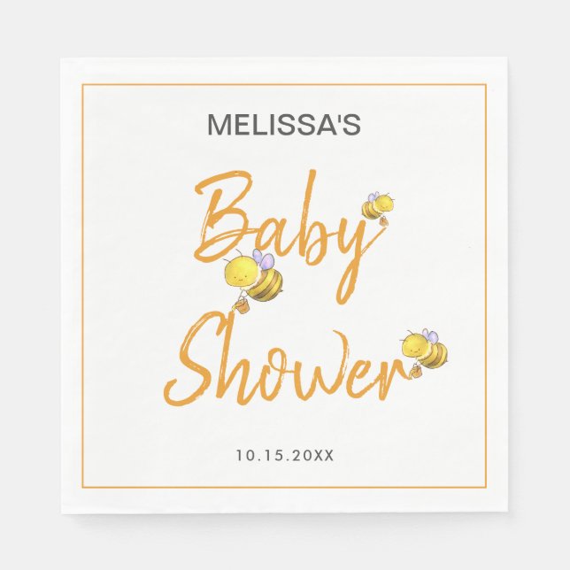 Servilleta De Papel Fiesta simple de Baby Shower Cute Honey Bee (Anverso)