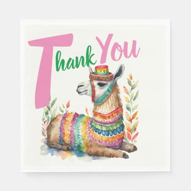 Servilleta De Papel Fiesta Sinorita Baby Shower Partyware Llama (Anverso)