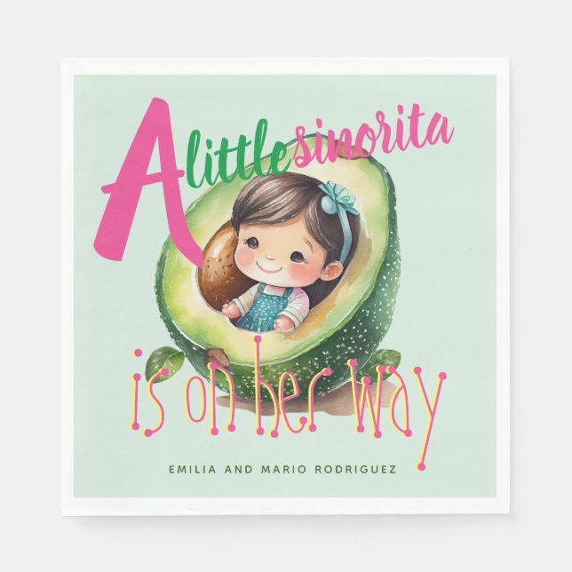 Servilleta De Papel Fiesta Sinorita Baby Shower Partyware Mint (Anverso)