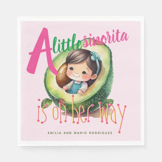 Servilleta De Papel Fiesta Sinorita Baby Shower Partyware Pink (Anverso)