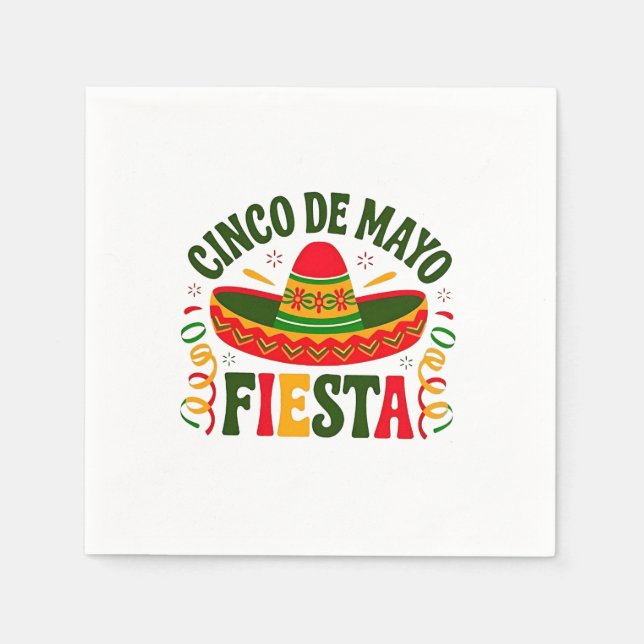 Servilleta De Papel Fiesta Squad Cinco De Mayo Sombrero Mexicano (Anverso)
