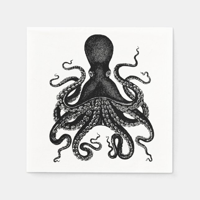 Servilleta De Papel ¡fiesta Steampunk! Pulpo victoriano kraken cthulu (Anverso)