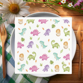 Servilleta De Papel Fiesta T-Rex Brontosaurus de Dinosaurios Amigables