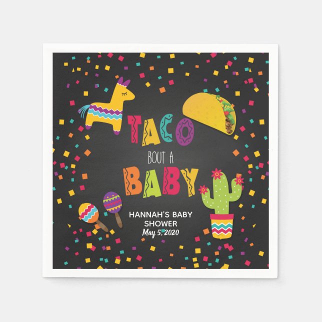 Servilleta De Papel Fiesta Taco Bout a Baby Napkin - Personalizable (Anverso)