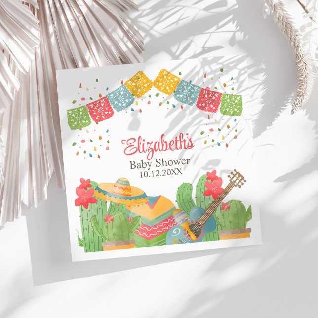 Servilleta De Papel Fiesta Taco mexicano 'Bout A Baby Baby Shower (Mexican Fiesta Taco 'Bout A Baby Baby Shower Napkins on a white sunny table.)