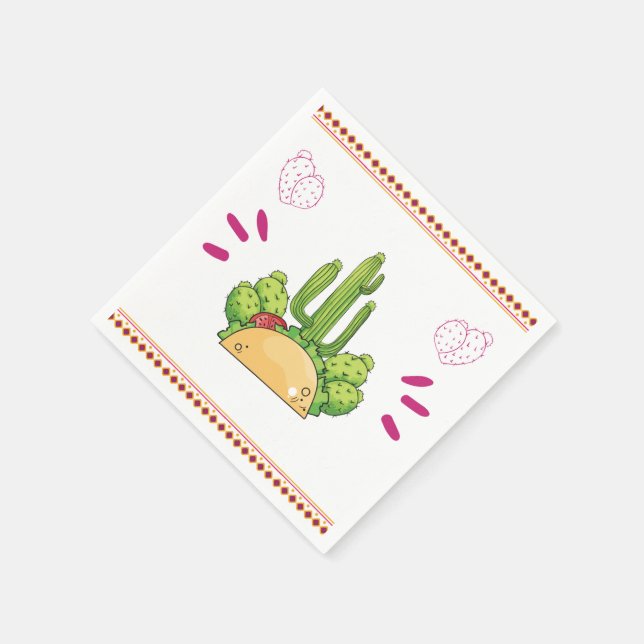Servilleta De Papel Fiesta Taco Simple Cactus Floral Mexicana (Borde)