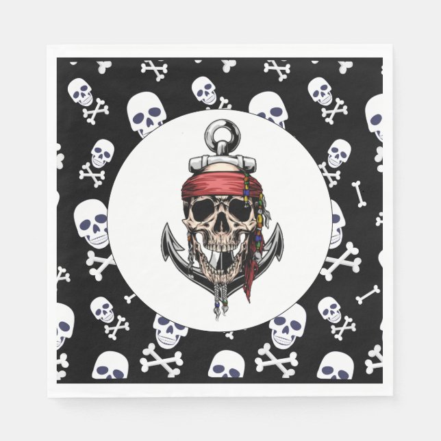 Servilleta De Papel Fiesta temática pirata adulto Nautical (Anverso)