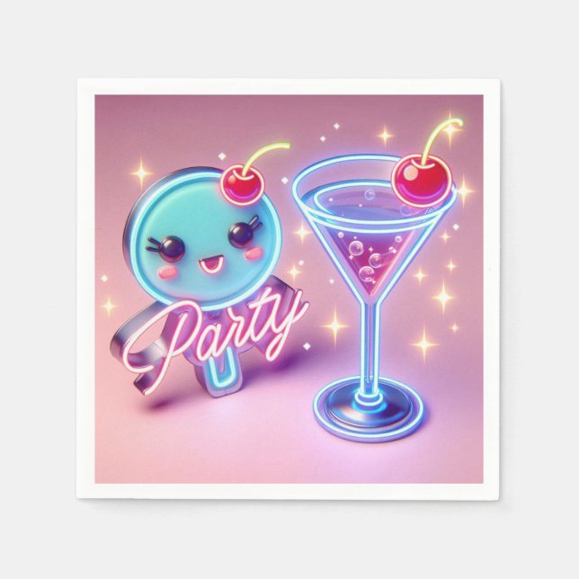 Servilleta De Papel Fiesta Tiempo Neon Rosa (Anverso)