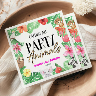 Servilleta De Papel Fiesta Tropical de Cumpleaños para Animales de Fie