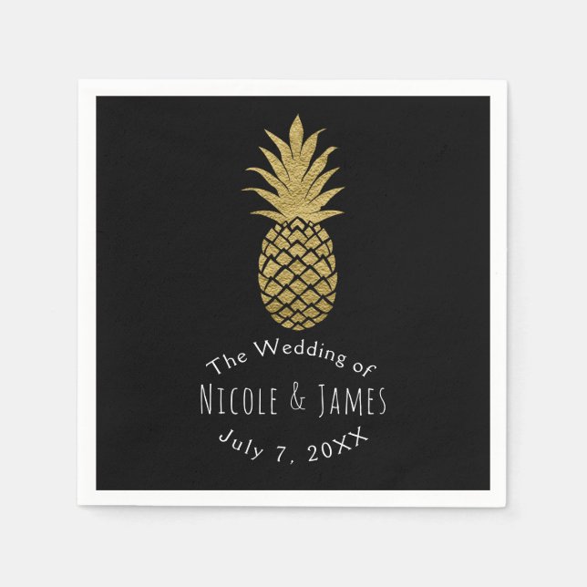 Servilleta De Papel Fiesta tropical de la Moda moderna negra de piña d (Anverso)