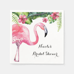 Servilleta De Papel Fiesta Tropical de Verano Flamingo Rosa & Hibisco