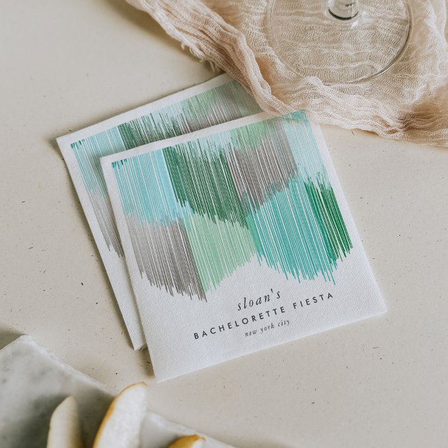 Servilleta De Papel Fiesta Verde Moderna de Bachelorette con Estilo Fr (Green Modern Fringe fiesta paper party napkins.)