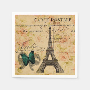 Servilleta De Papel Fiesta Vintage París Torre Eiffel Botánica Frances