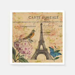 Servilleta De Papel Fiesta Vintage París Torre Eiffel Botánico Francés