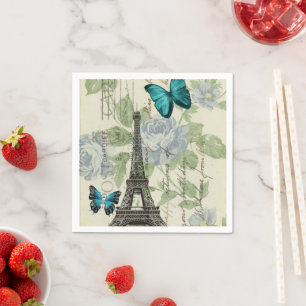 Servilleta De Papel Fiesta Vintage París Torre Eiffel Botánico Francés