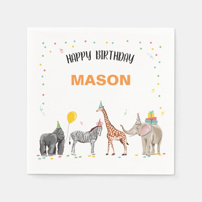 Servilleta De Papel Fiestas animales salvajes de un zoológico (Anverso)