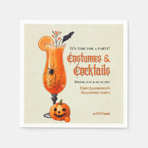 Servilleta De Papel Fiestas de Halloween con disfraces y cócteles de n