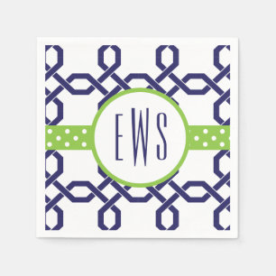 Servilleta De Papel Fiestas Monogramados de Lattice y Grosgrain