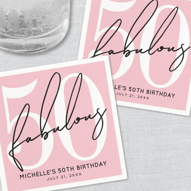 Servilleta De Papel Fifty And Fabulous Blush Pink 50th Birthday (Fifty And Fabulous Blush Pink 50th Birthday Napkins)