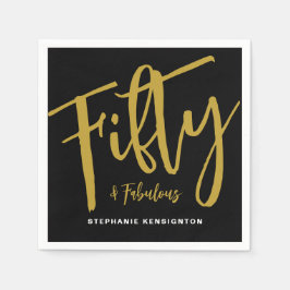 Servilleta De Papel Fifty and Fabulous Bold Script 50th Birthday Party