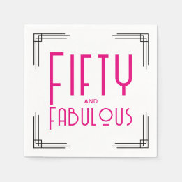 Servilleta De Papel Fifty and Fabulous Hot Pink Art Deco 50th Birthday