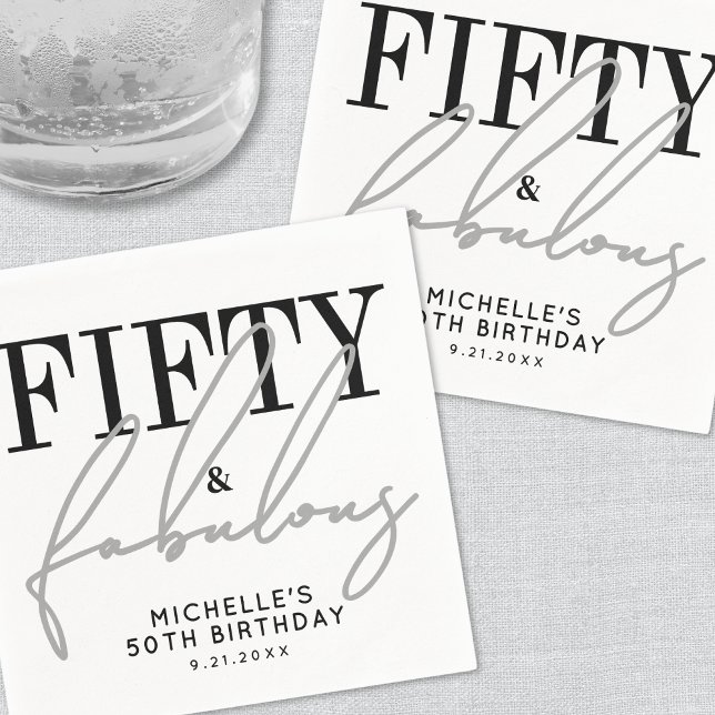 Servilleta De Papel Fifty And Fabulous Modern 50th Birthday Party (Fifty And Fabulous Modern 50th Birthday Party Napkins)