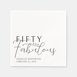 Servilleta De Papel Fifty and Fabulous Name Date 50th Birthday Party