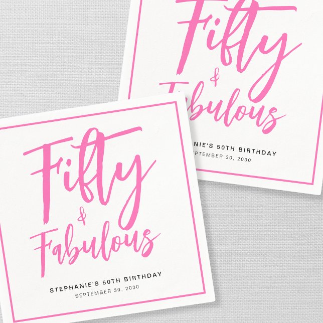 Servilleta De Papel Fifty and Fabulous Name Date 50th Birthday Party (Subido por el creador)