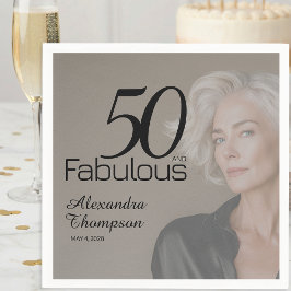Servilleta De Papel Fifty and Fabulous Name Date 50th Photo Party