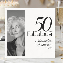Servilleta De Papel Fifty and Fabulous Name Date 50th Photo Party