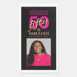 Servilleta De Papel Fifty and Fabulous Photo 50th Birthday Party