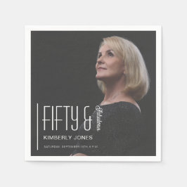 Servilleta De Papel Fifty and Fabulous Photo 50th Birthday Party