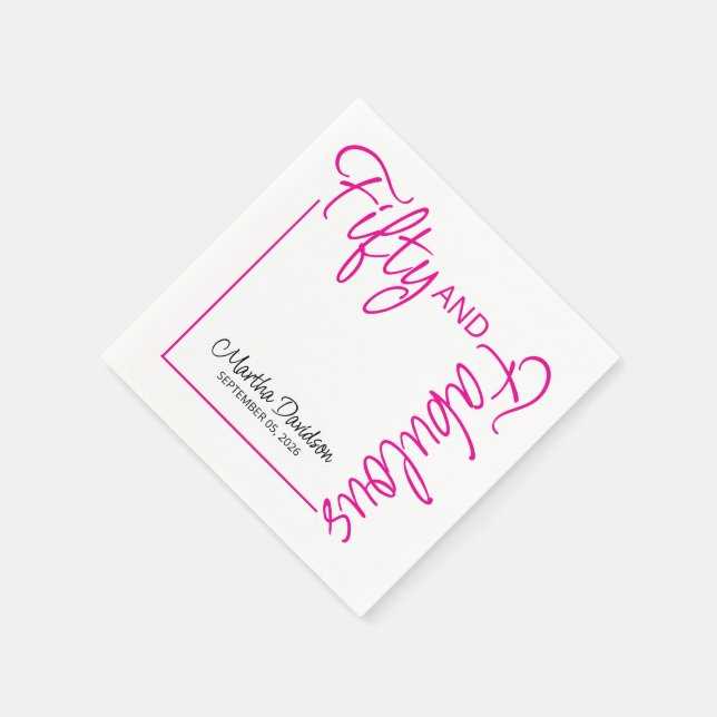 Servilleta De Papel Fifty and Fabulous Photo 50th Birthday Party Poste (Borde)