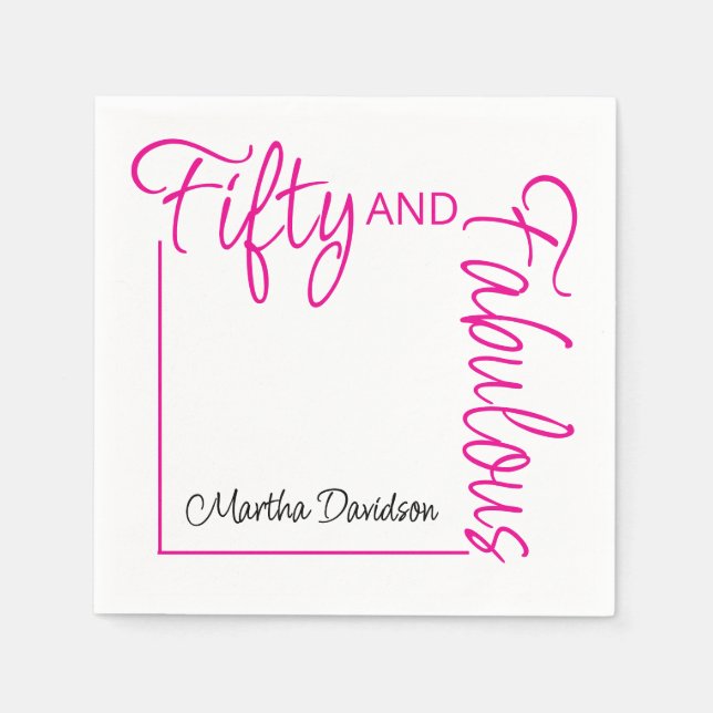 Servilleta De Papel Fifty and Fabulous Photo 50th Birthday Party Poste (Anverso)
