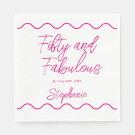 Servilleta De Papel Fifty and Fabulous Pink Script