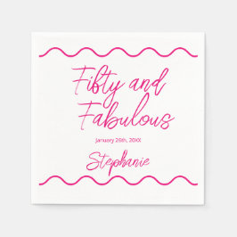 Servilleta De Papel Fifty and Fabulous Pink Script