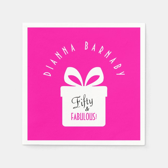 Servilleta De Papel Fifty & FABULOUS! Girly Pink Birthday Party (Anverso)