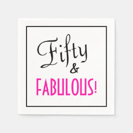 Servilleta De Papel Fifty & FABULOUS! Retro Girly Pink Birthday Paper