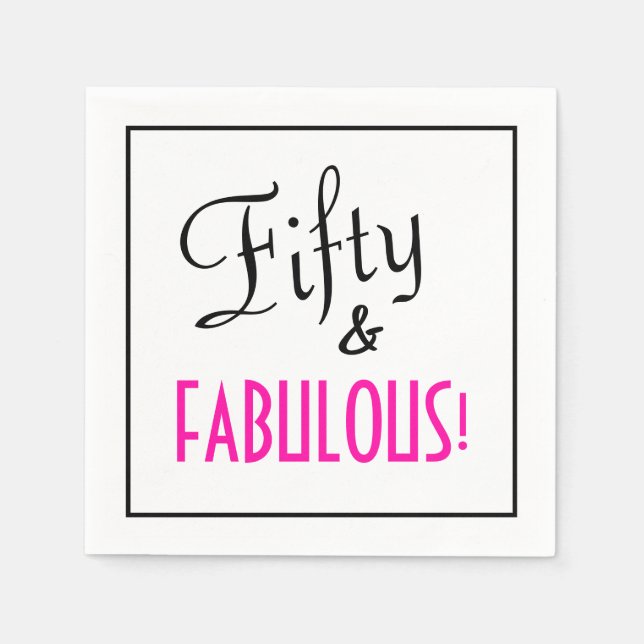 Servilleta De Papel Fifty & FABULOUS! Retro Girly Pink Birthday Paper (Anverso)