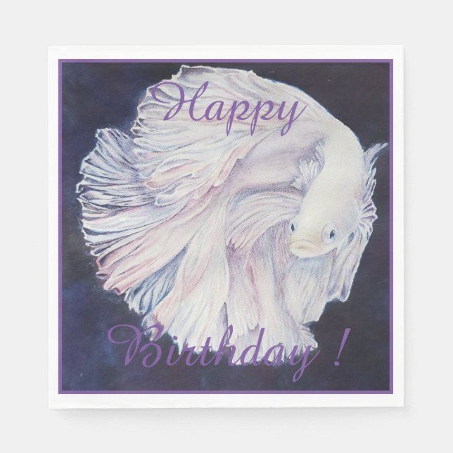 Servilleta De Papel Fighter Fish Happy Birthday Fiesta (Anverso)