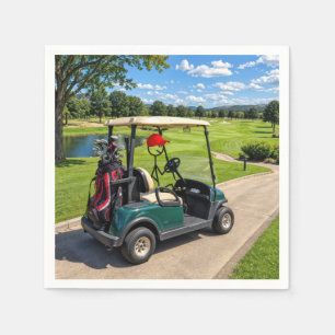 Servilleta De Papel Figura de palitos golfista en un carrito de golf