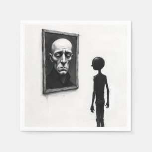 Servilleta De Papel Figura de palitos mirando un retrato de un hombre