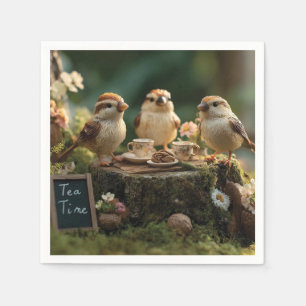 Servilleta De Papel Figuritas de pájaros en miniatura que tienen una f