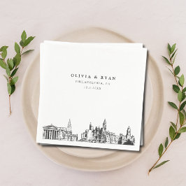 Servilleta De Papel Filadelfia Skyline Boda Papel Cocktail Napkin