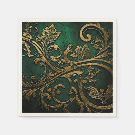 Servilleta De Papel Filigree - Verde y Oro