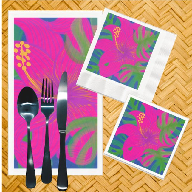 Servilleta De Papel Filodendro de Hibisco Tropical (Perfect for your summer entertaining!)